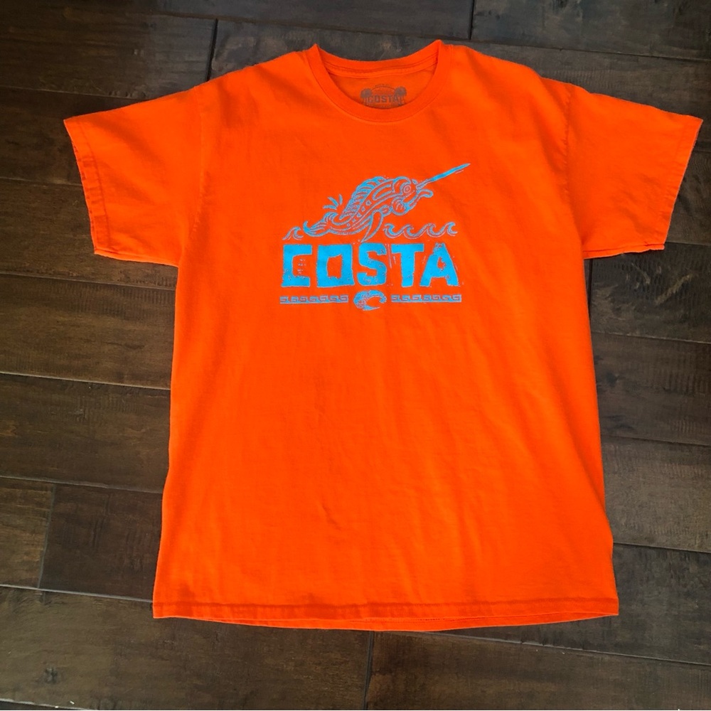 Costa Orange Short Sleeve Tee with Graphic Design - Size Large 🔶